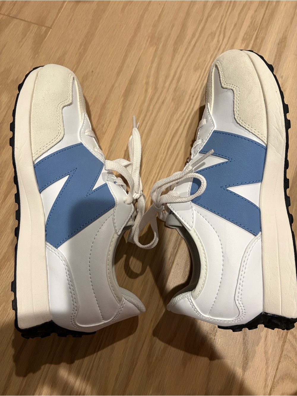 New Balance White & Light Blue Sneaker